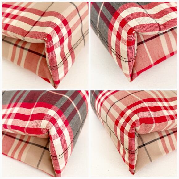 BURBERRY Nova Check Hand Bag Canvas Red Tote - Picture 9 of 13